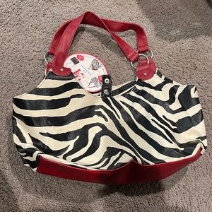 A zebra hand bag